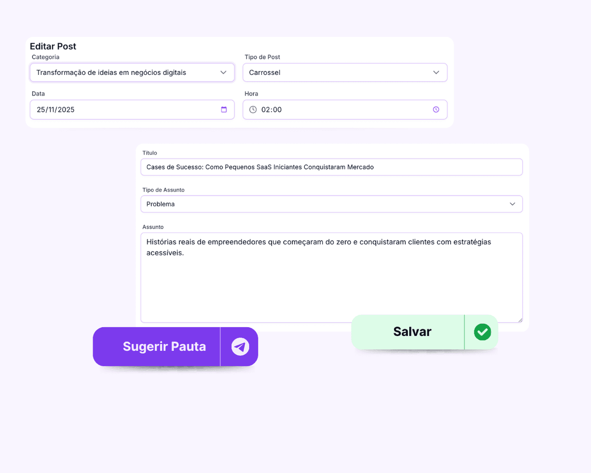 Tela do Contents Pilot mostrando a IA gerando conteúdo e design automaticamente